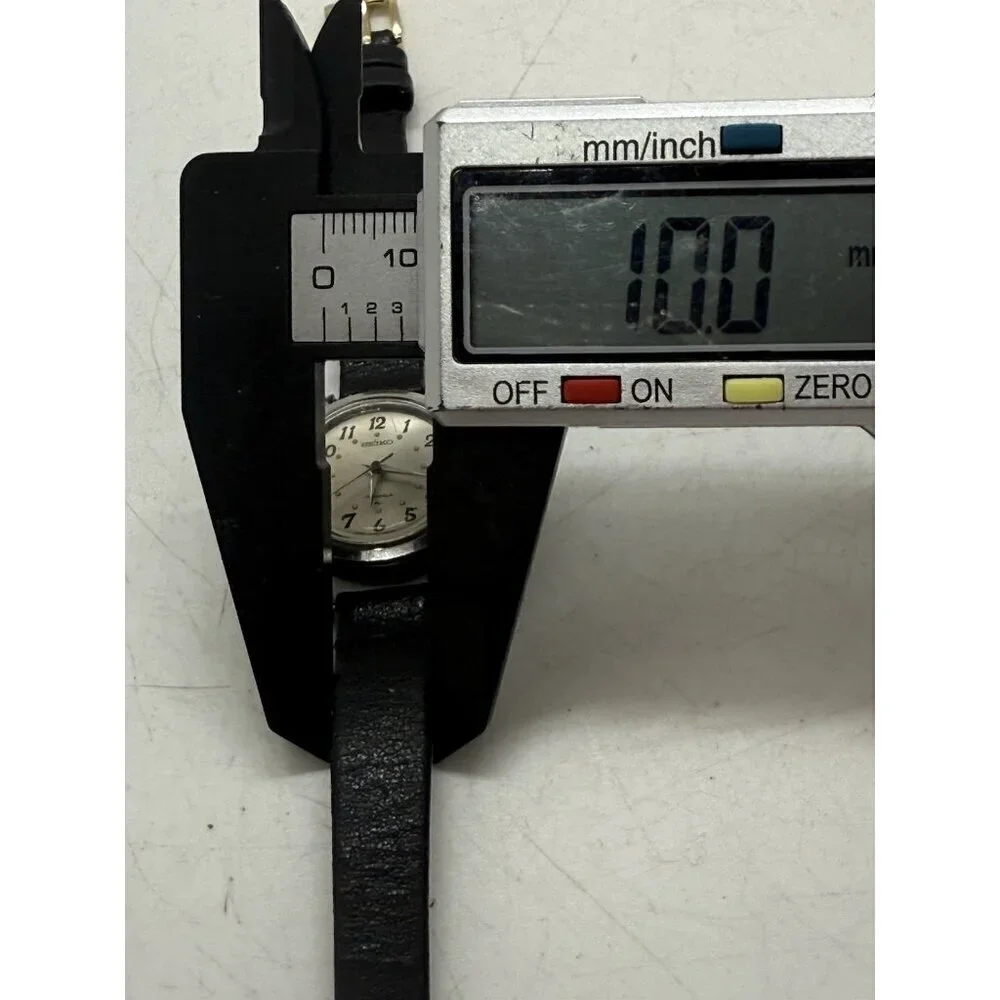 Vtg Seiko 2104-0138 Manual Wind 17Jewels Stainless Steel Womens Watch Black Band